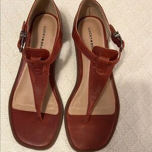 Lucky Brand Red T-Strap Sandals